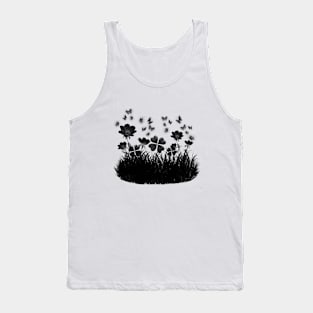 Black flowers and butterflies Tank Top